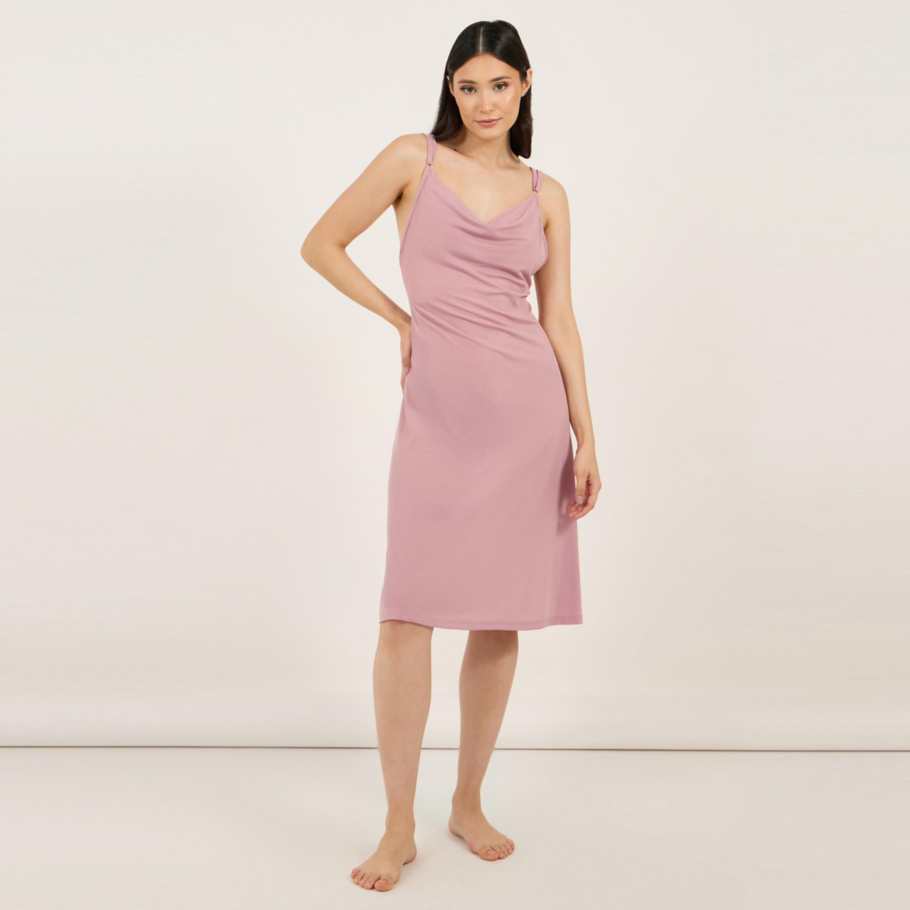 Styli Unwind Lace Butterfly Back Detail Ribbed Slip Dress-women-clothing-nightwear-nighties-image-1