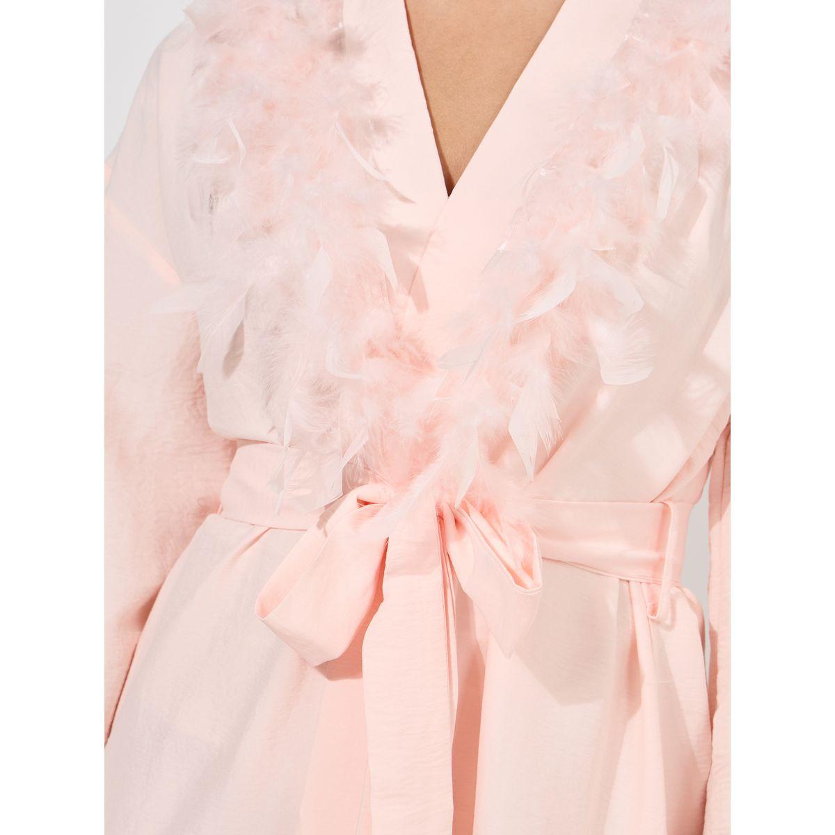 Styli Unwind Faux Feather Trim Satin Robe-women-clothing-nightwear-robes-image-3