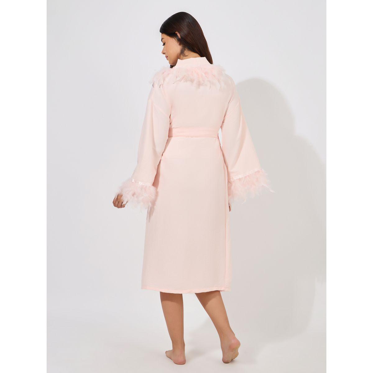 Styli Unwind Faux Feather Trim Satin Robe-women-clothing-nightwear-robes-image-4