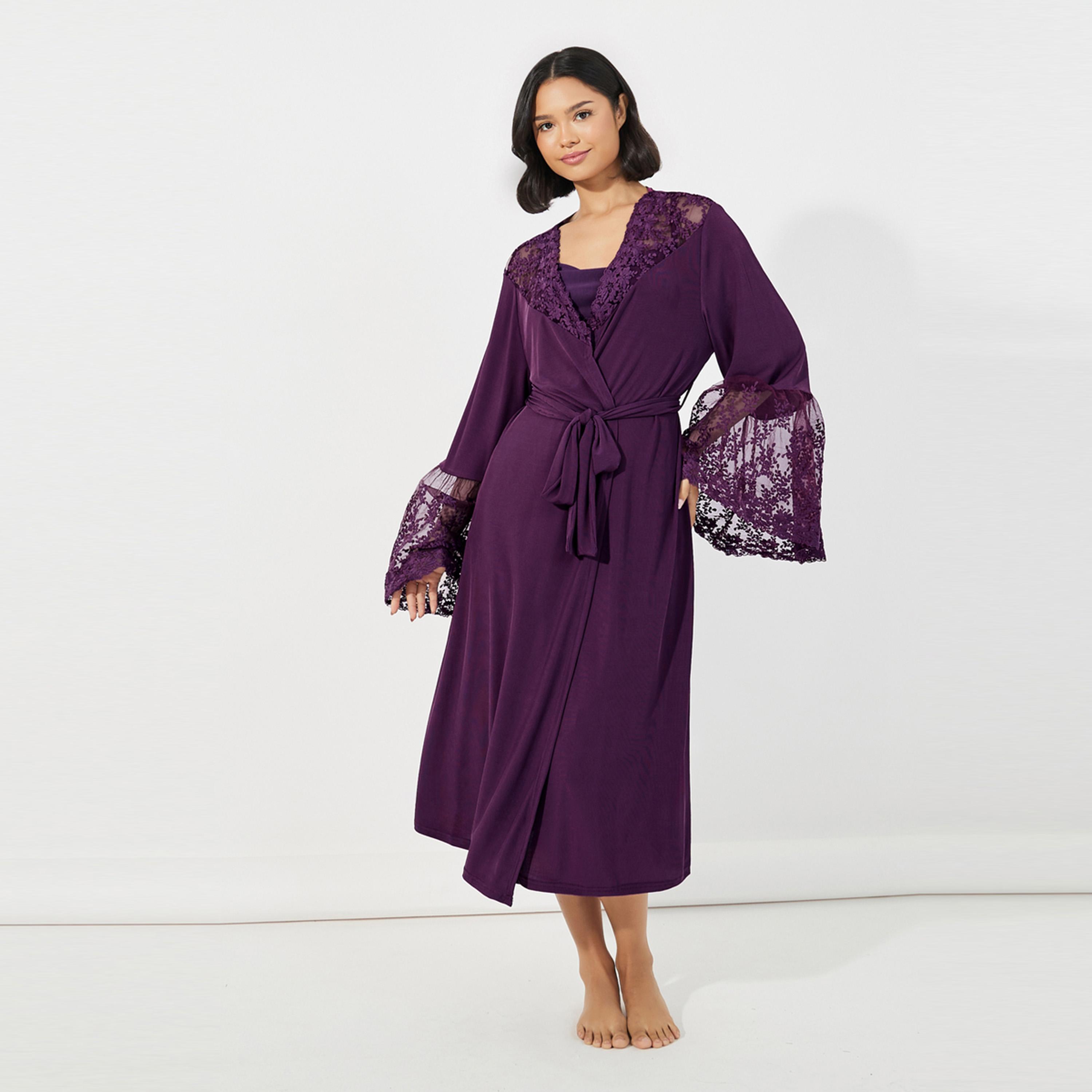 Styli Unwind Lace Insert Long Sleeves Robe-women-clothing-nightwear-robes-image-1