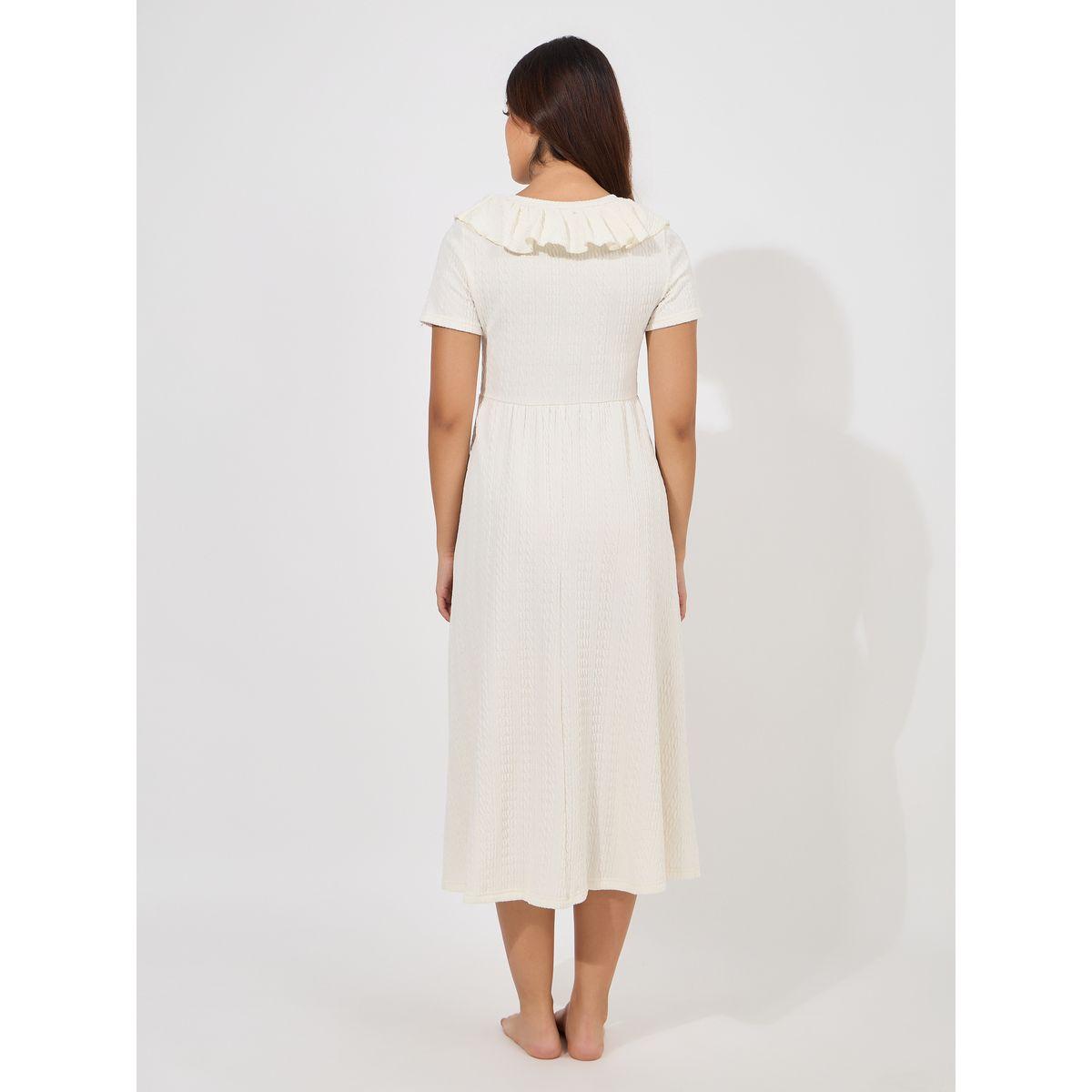 قميص نوم بتفاصيل بارزة الملمس مع كشكش-women-clothing-nightwear-nighties-image-4