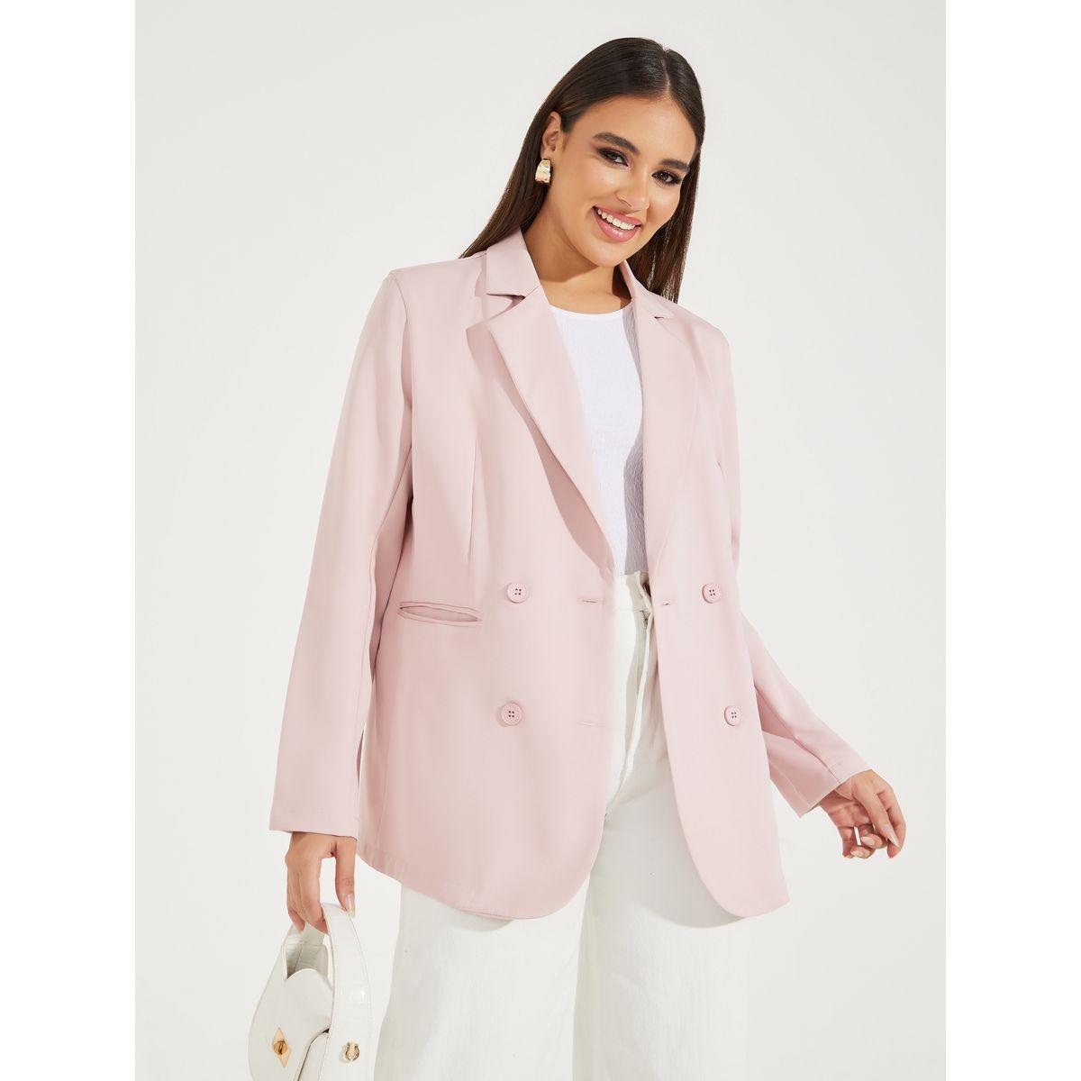 Styli Regular Fit Longline Double Breasted Blazer-women-clothing-coatsandjackets-blazers-image-1