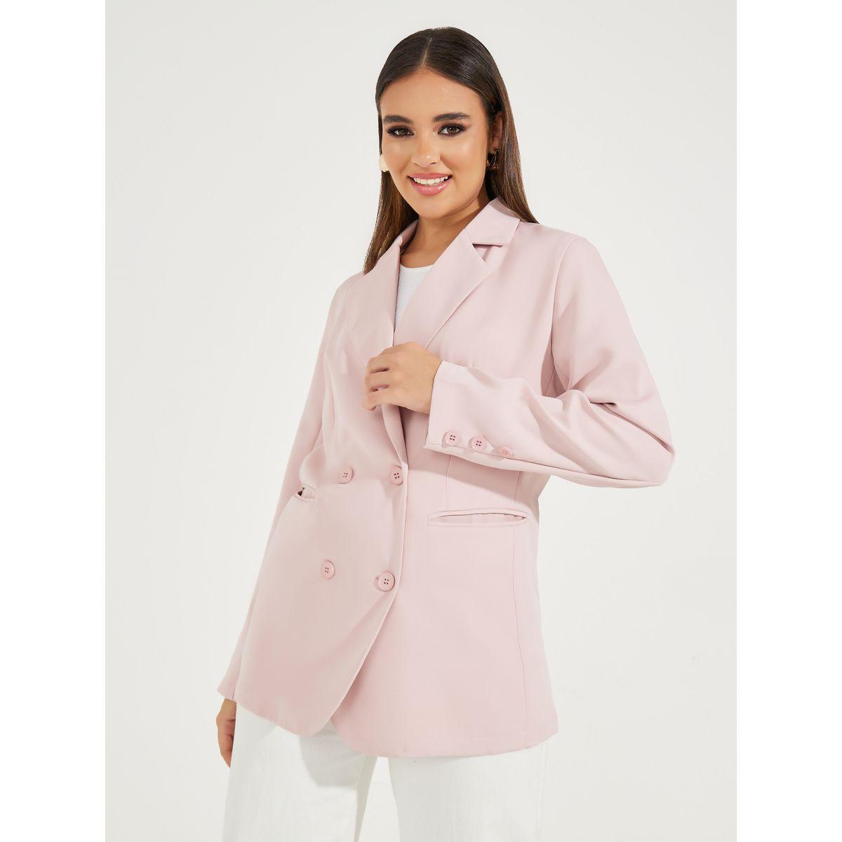 Styli Regular Fit Longline Double Breasted Blazer-women-clothing-coatsandjackets-blazers-image-3
