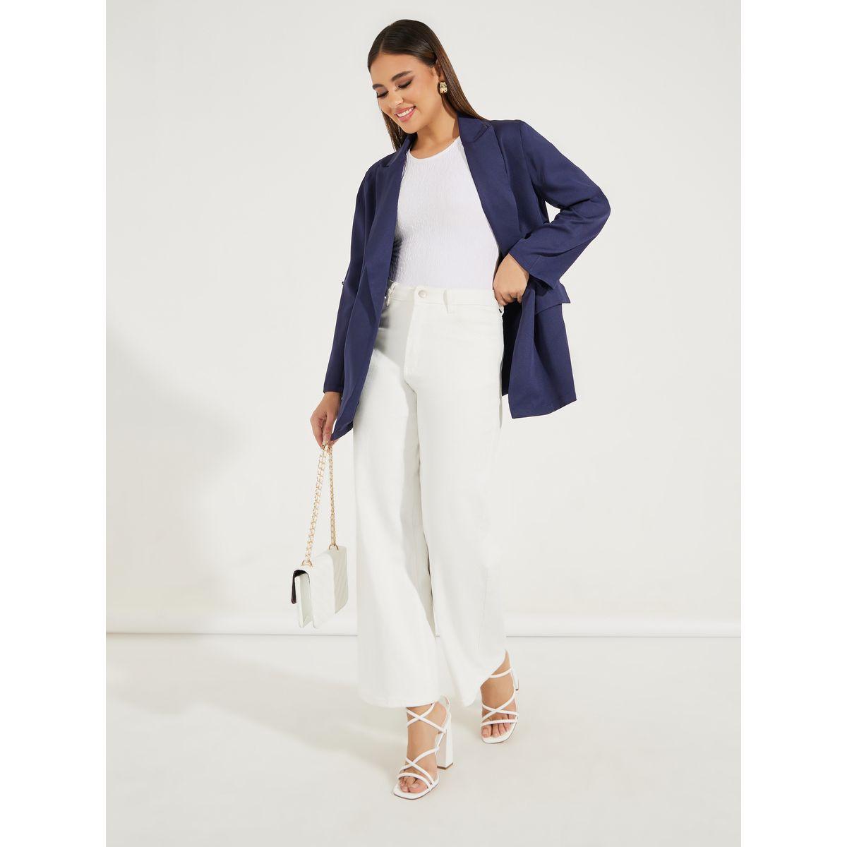 Styli Regular Fit Longline Blazer with Roll-Up Sleeves-women-clothing-coatsandjackets-blazers-image-2