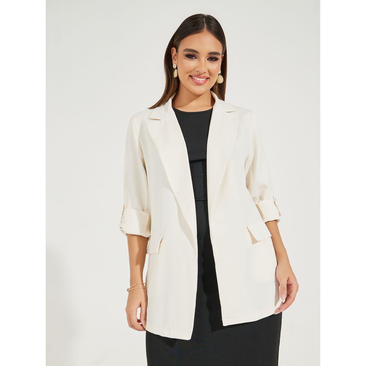 بليزر طوبل بقصة عادية مع اكمام ملفوفة-women-clothing-coatsandjackets-blazers-image-1