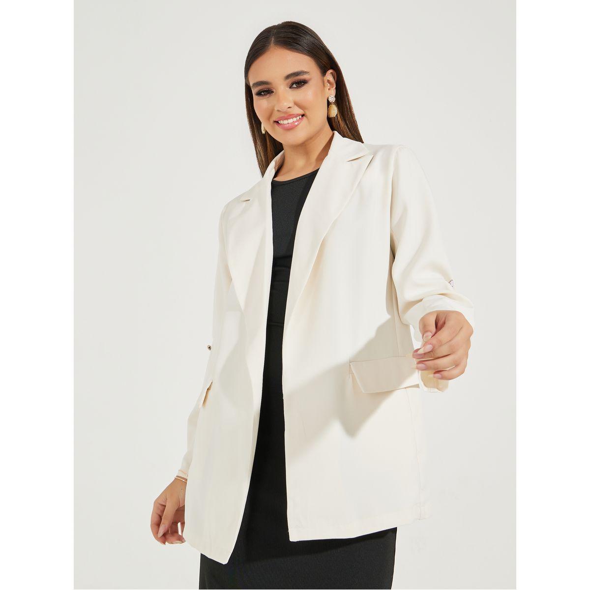 Styli Regular Fit Longline Blazer with Roll-Up Sleeves-women-clothing-coatsandjackets-blazers-image-3