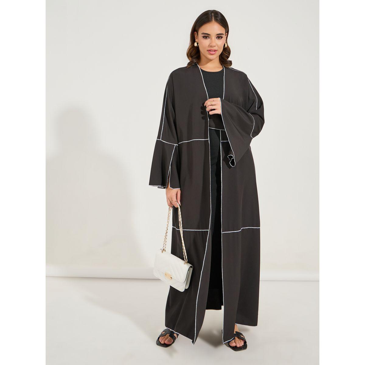 كيمونو طويل بقصة عادية وتداخلات مدروزة-women-clothing-shirtsandblouses-shirts-image-1