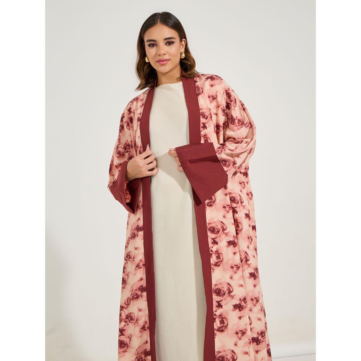 كيمونو طويل مطبع بزهور مع قصة عادية-women-clothing-shirtsandblouses-shirts-image-2