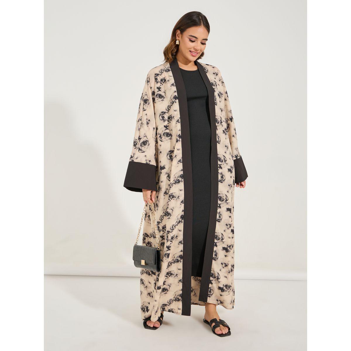 Styli Regular Fit Maxi Floral Print Kimono-women-clothing-shirtsandblouses-shirts-image-1