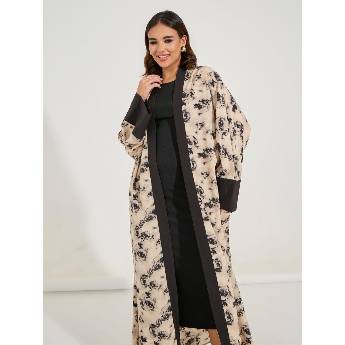 Styli Regular Fit Maxi Floral Print Kimono-women-clothing-shirtsandblouses-shirts-image-2