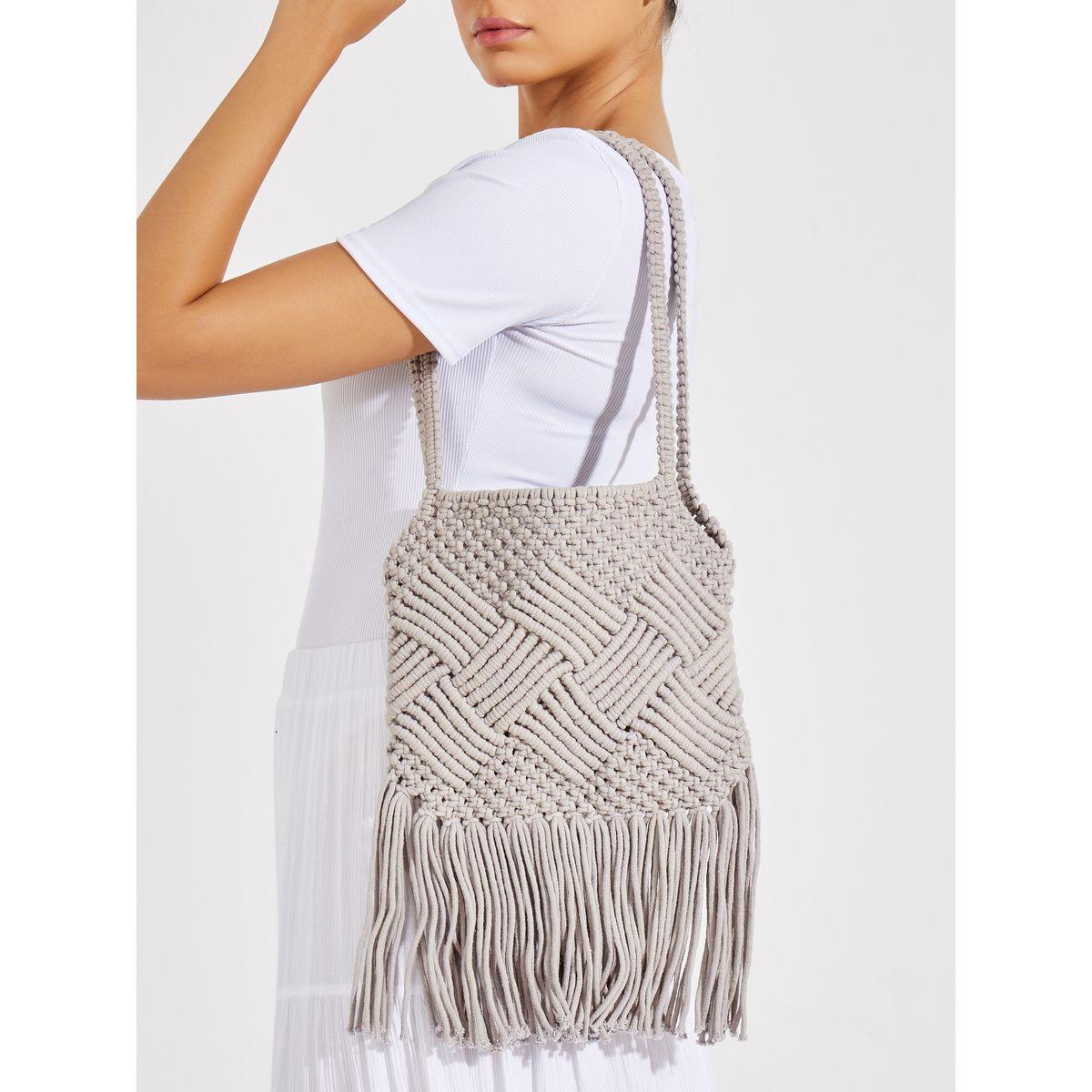 Styli Weave Pattern Crochet Shoulder Bag-women-bagsandwallets-handbags-image-2