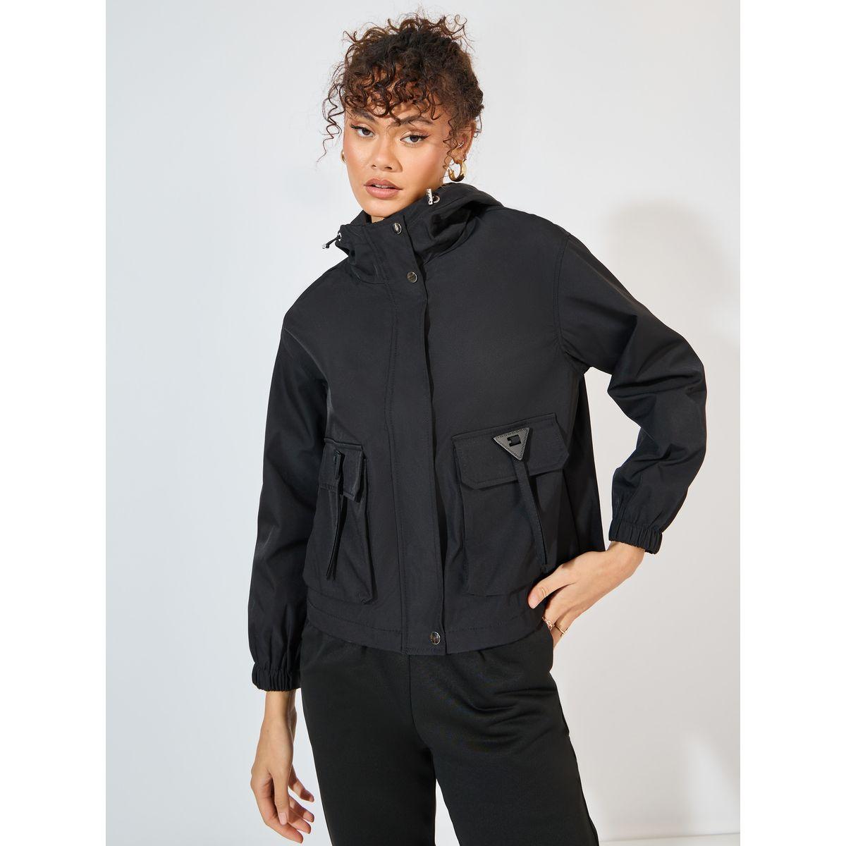 Styli Regular Length Pocket Detail Utility Bomber Jacket-women-winterwear-coatsandjackets-jackets-image-1