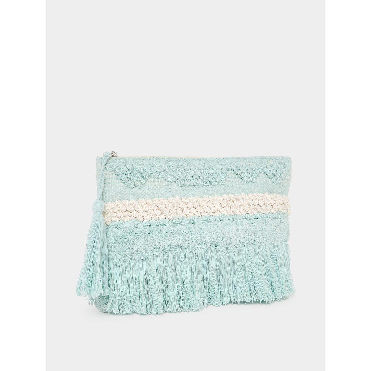 Styli Pattern Fringe Clutch with Tassel Detail-women-bagsandwallets-handbags-image-1