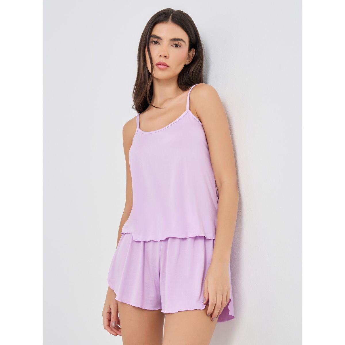 Styli Solid Strappy Top and Shorts Pyjama Set-women-clothing-nightwear-pyjamas-shortsets-image-1