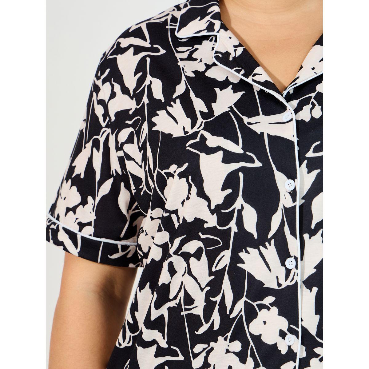 Styli Unwind Plus Size Mono Floral Print Shirt & Pyjama Set-women-clothing-nightwear-pyjamas-longsets-image-3