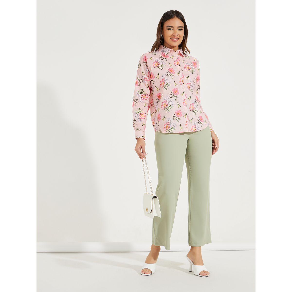 بلوزة مطبعة بزهور مع قصة واسعة وازرار غلق-women-clothing-shirtsandblouses-shirts-image-2