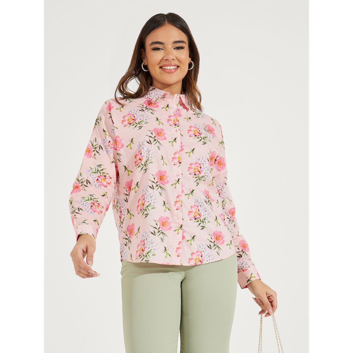 Styli Floral Print Relaxed Fit Buttoned Shirt-women-clothing-shirtsandblouses-shirts-image-3