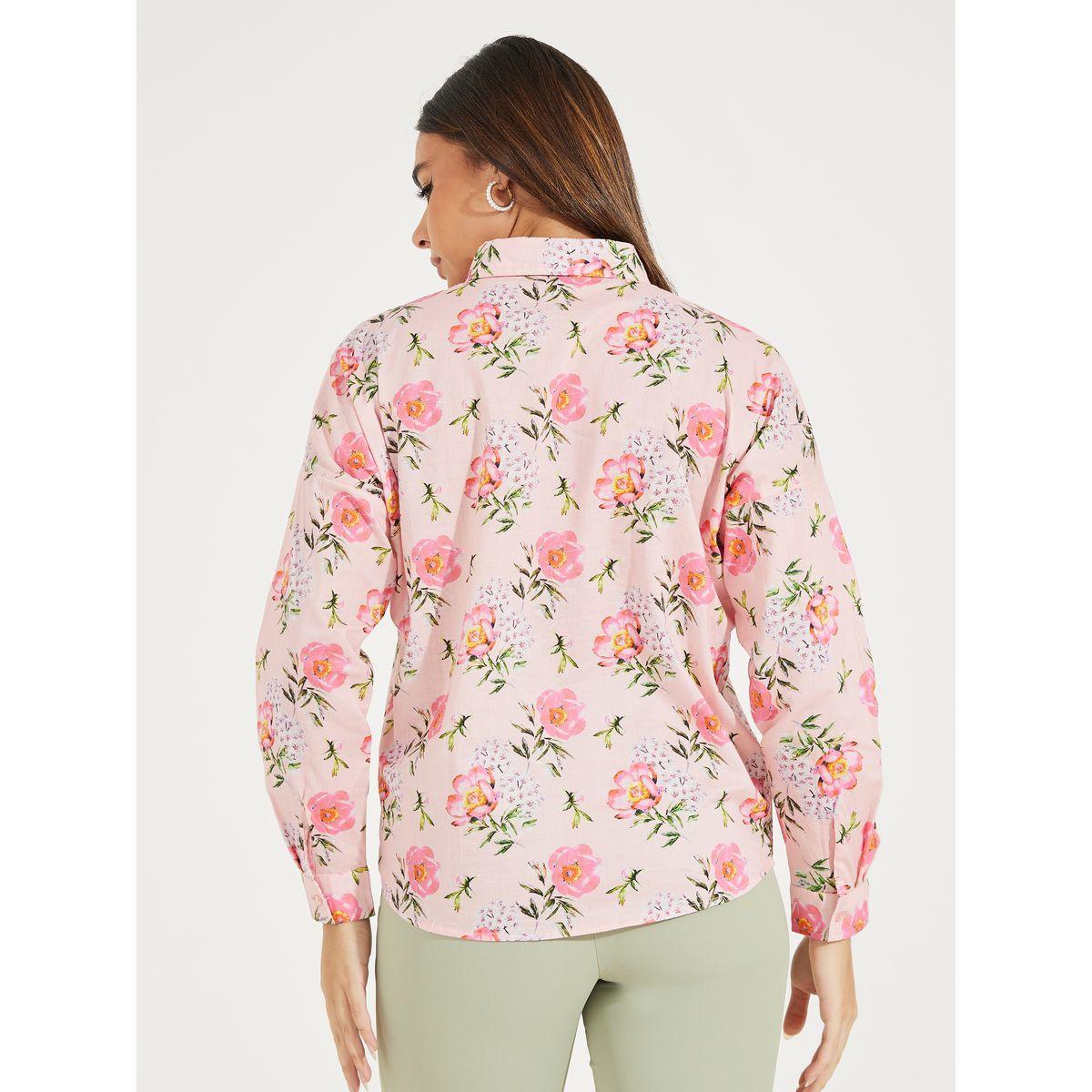 بلوزة مطبعة بزهور مع قصة واسعة وازرار غلق-women-clothing-shirtsandblouses-shirts-image-5