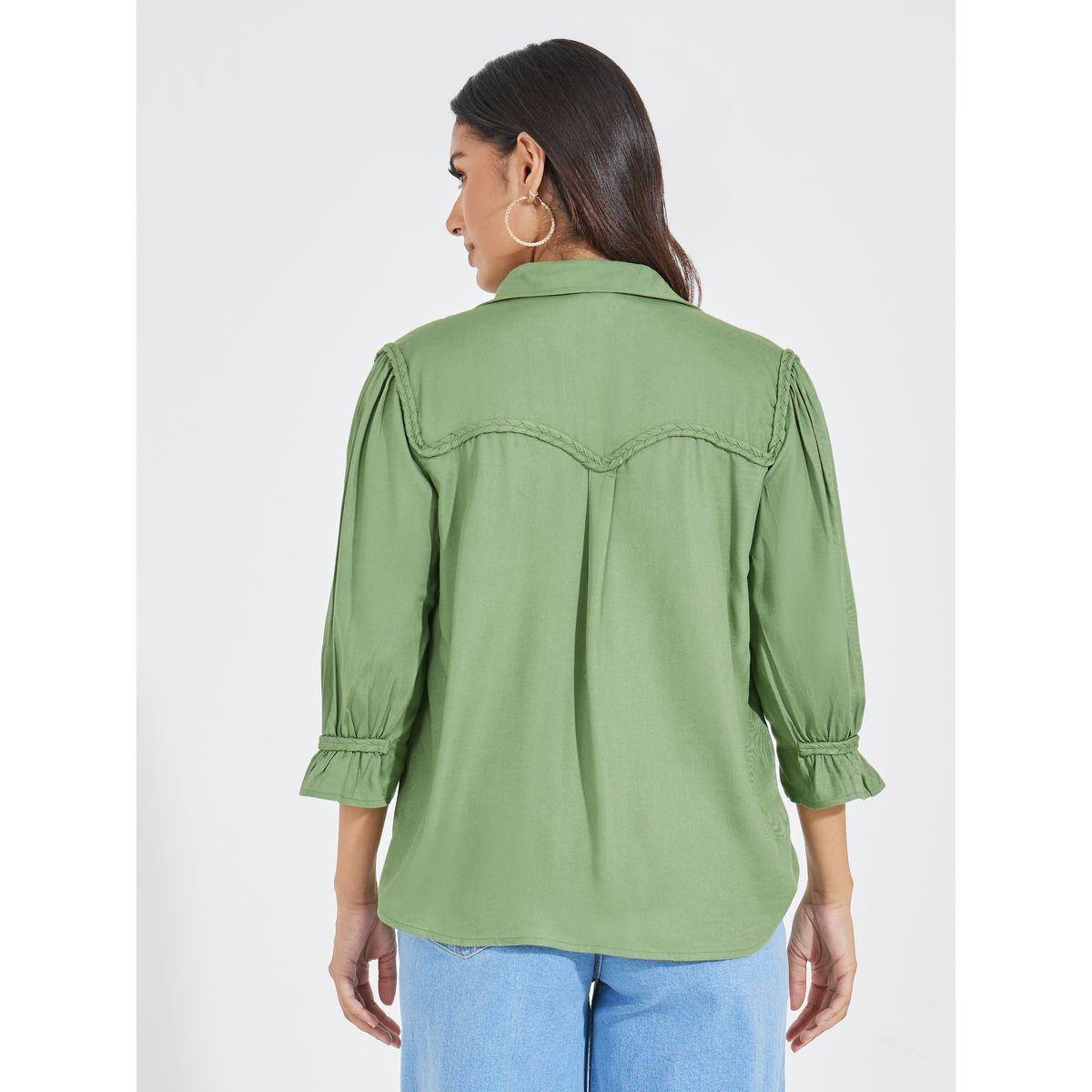 بلوزة بقطن تويل وقصة مريحة مع تفاصيل مضفرة-women-clothing-shirtsandblouses-shirts-image-4