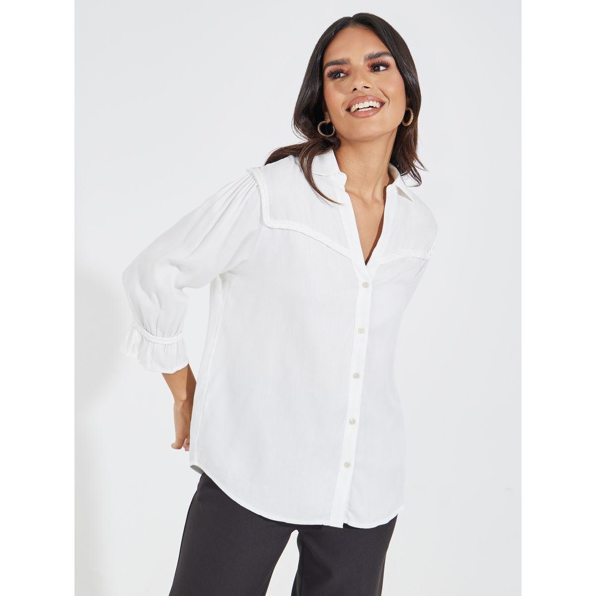 Styli Twill Relaxed Fit Shirt with Braiding Detail-women-clothing-shirtsandblouses-shirts-image-1