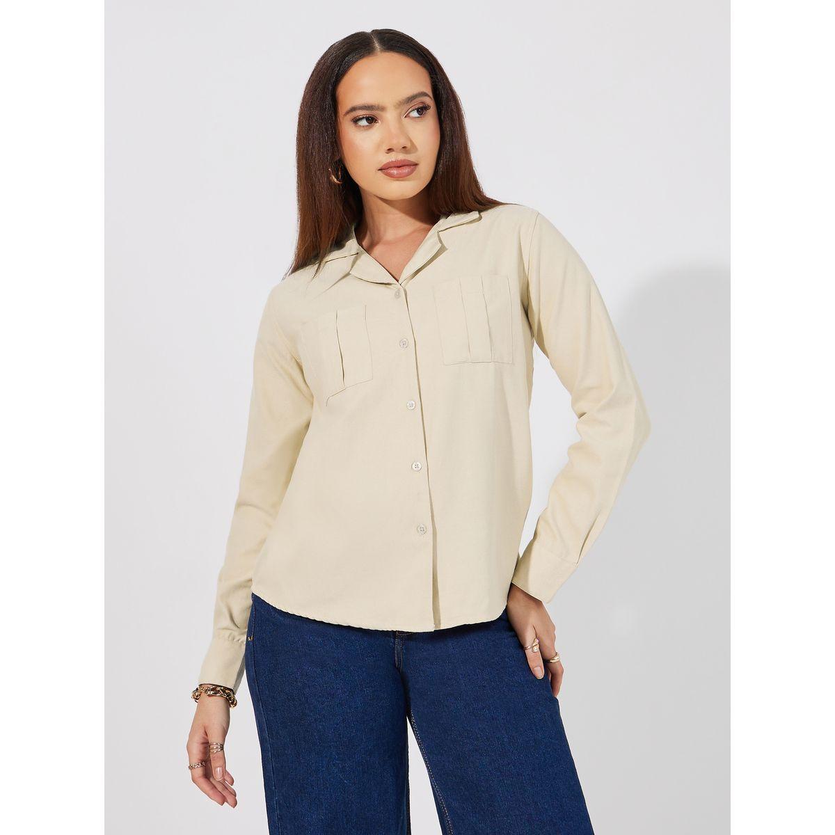 بلوزة بقصة سائبة وأزرار غلق-women-clothing-shirtsandblouses-shirts-image-1