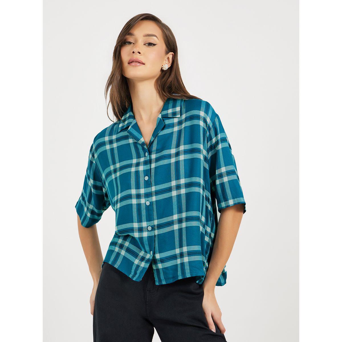 بلوزة بقصة واسعة وأكمام قصيرة-women-clothing-shirtsandblouses-shirts-image-1