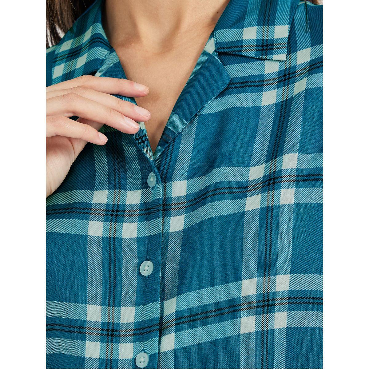 Styli Checked Loose Fit Short Sleeve Shirt-women-clothing-shirtsandblouses-shirts-image-4