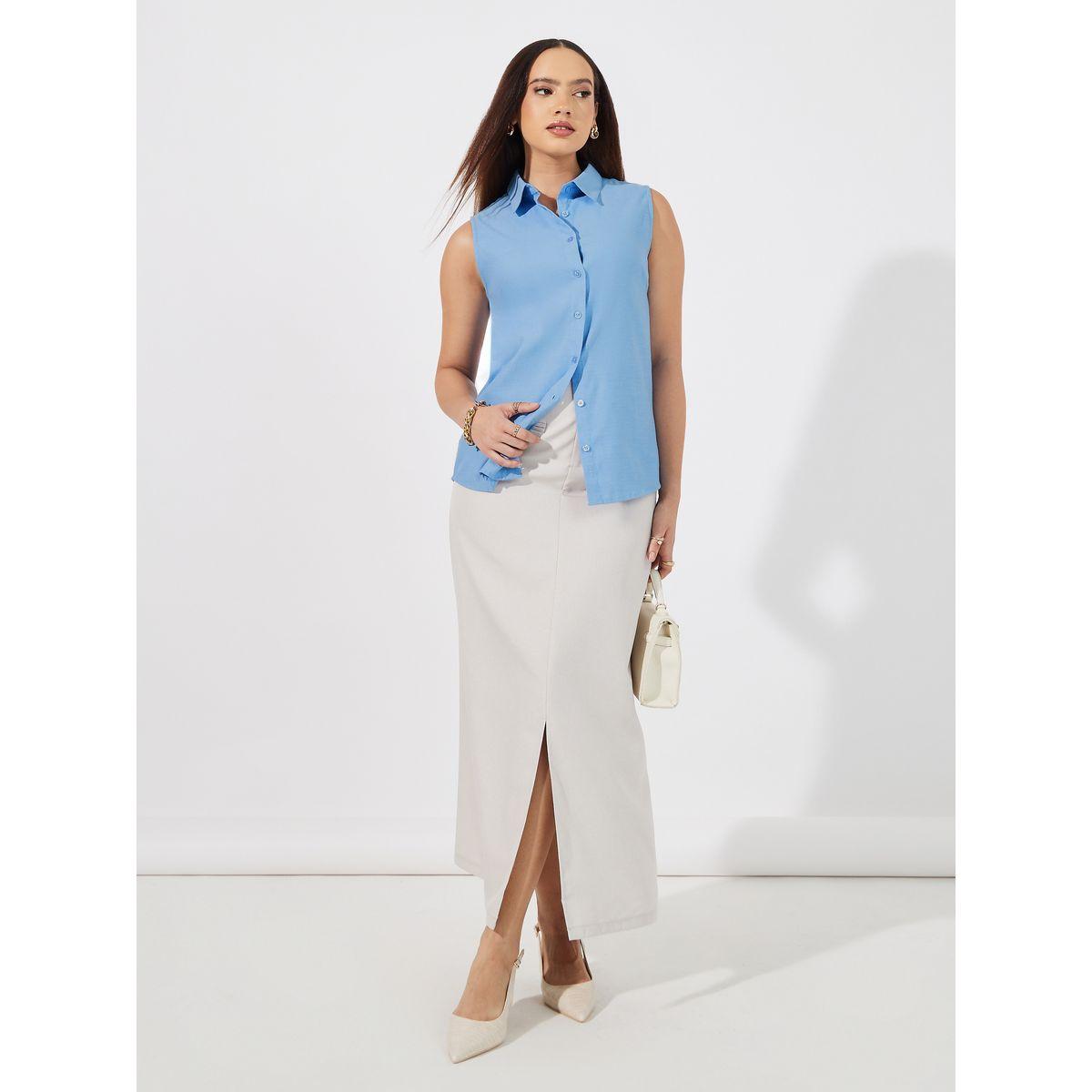 Styli Buttoned Down Loose Fit Sleeveless Shirt-women-clothing-shirtsandblouses-shirts-image-2