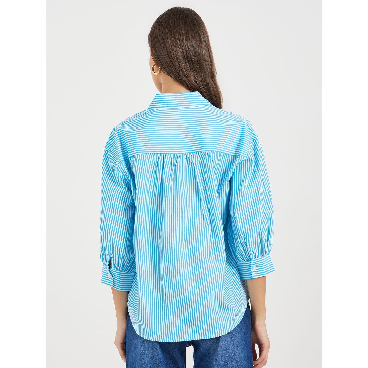 Styli Striped Buttoned Down 3/4th Balloon Sleeves Shirt-women-clothing-shirtsandblouses-shirts-image-4