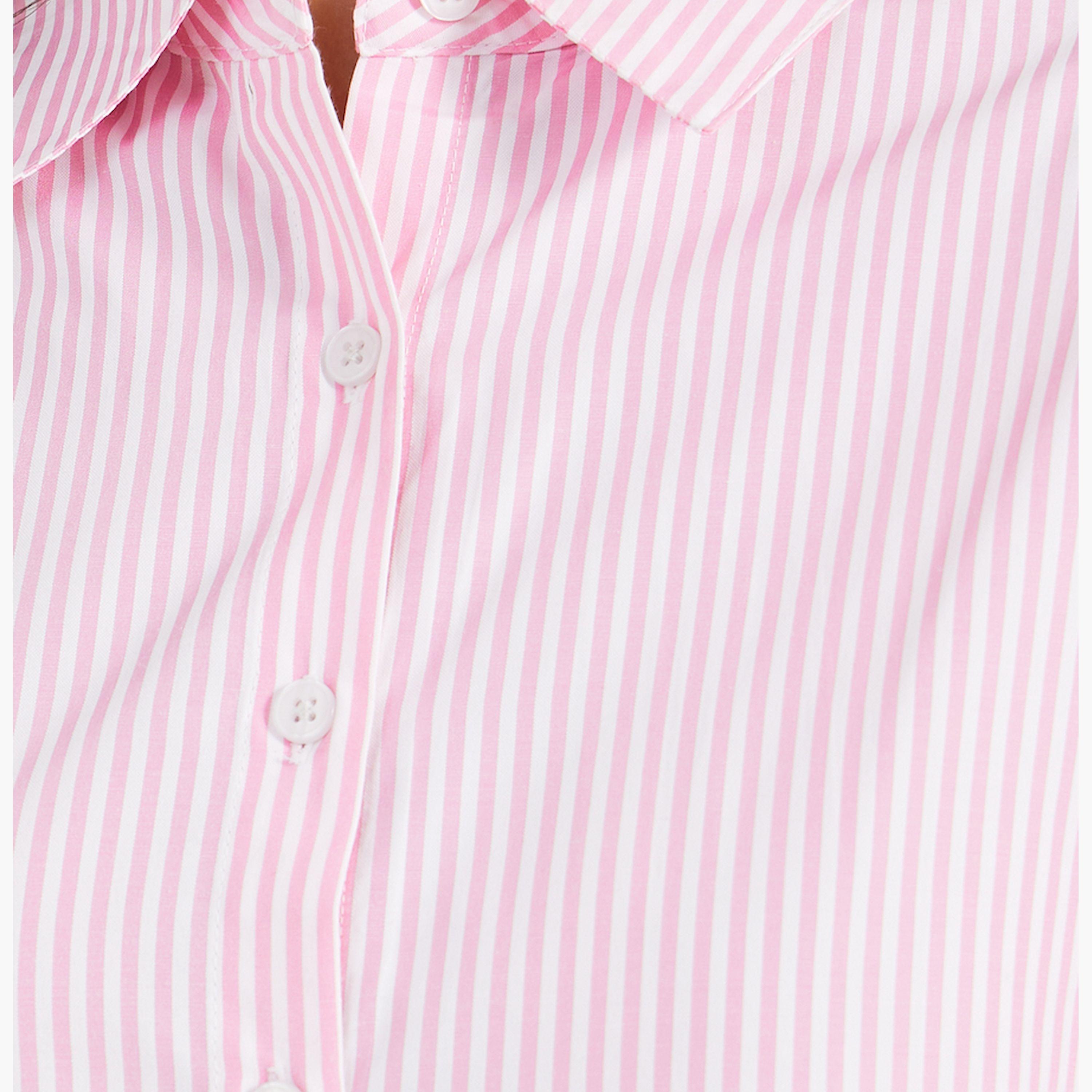 Styli Striped Buttoned Down 3/4th Balloon Sleeves Shirt-women-clothing-shirtsandblouses-shirts-image-3