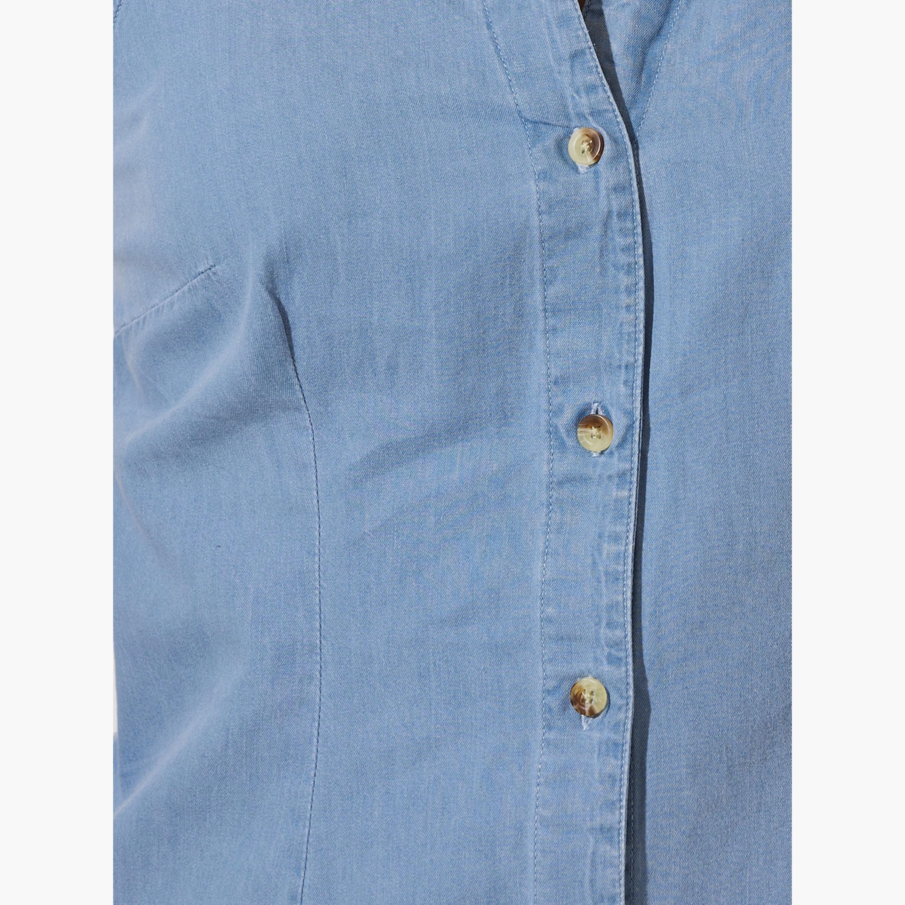 ستايلي - قميص جينز بدون أكمام بقصّة عادية-women-clothing-shirtsandblouses-shirts-image-3