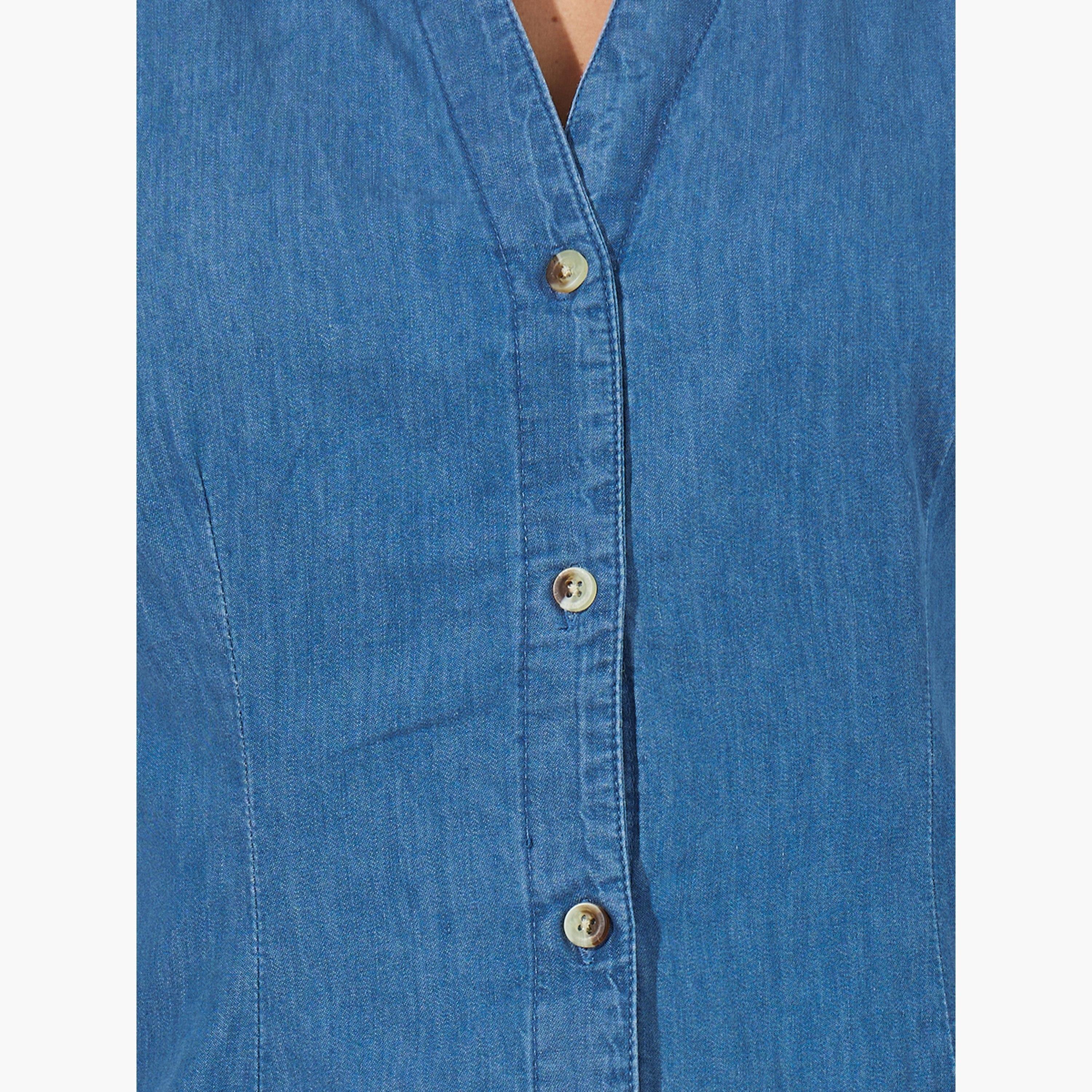 ستايلي - قميص جينز بدون أكمام بقصّة عادية-women-clothing-shirtsandblouses-shirts-image-3