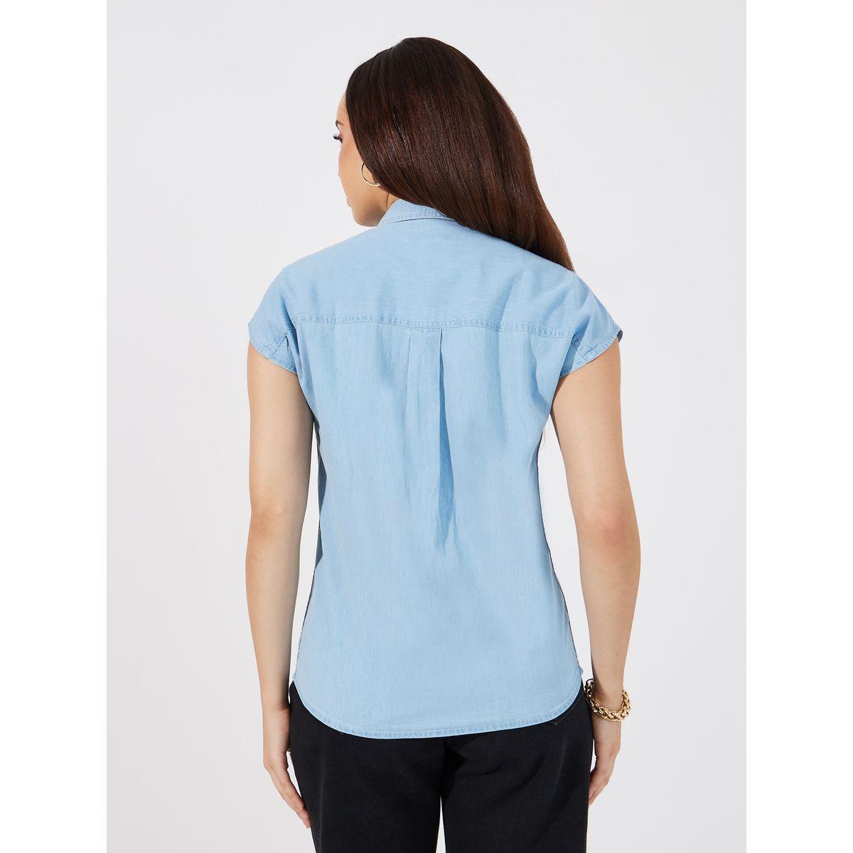 بلوزة سادة دنيم بأكمام مُمتدة-women-clothing-shirtsandblouses-shirts-image-5