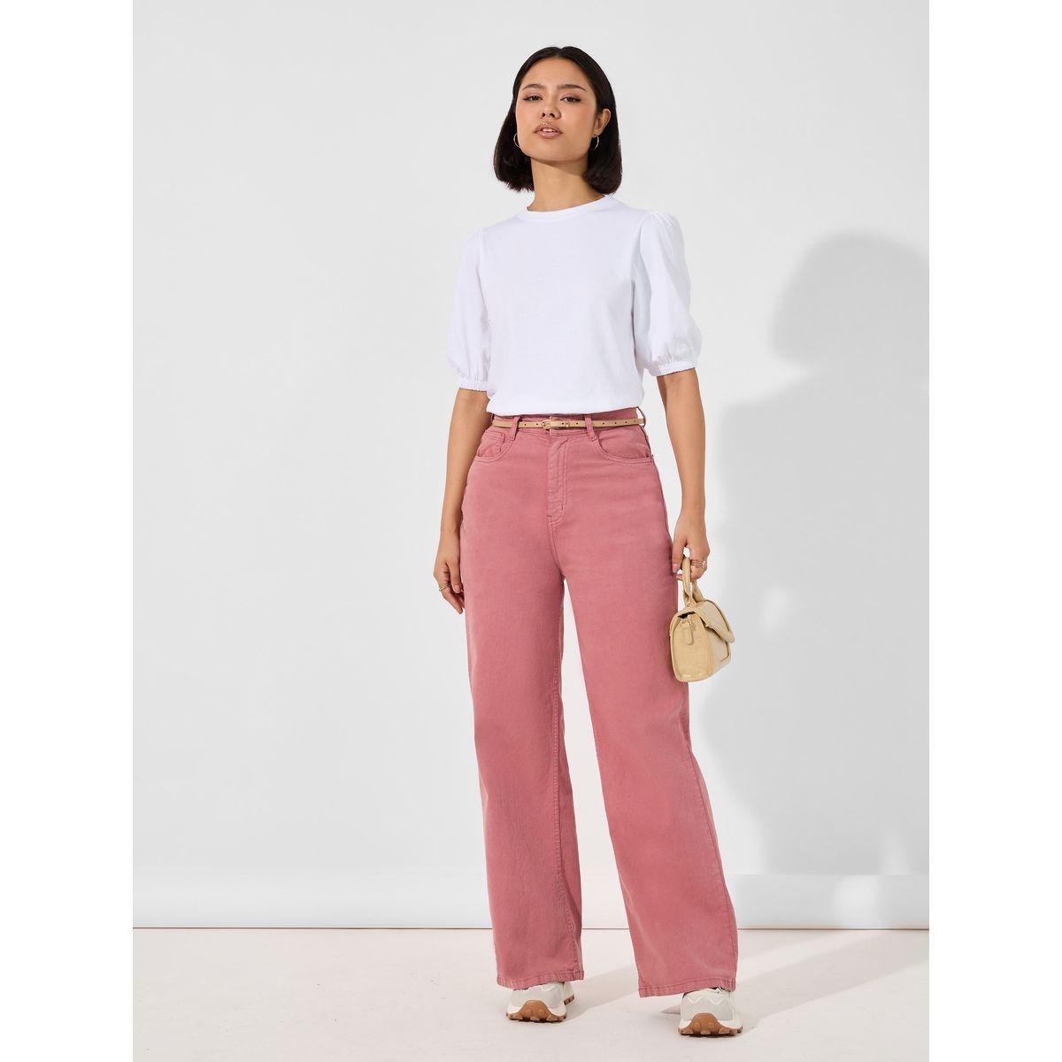 Styli Solid Round Neck Top with Puff Sleeves-women-clothing-shirtsandblouses-blouses-image-2