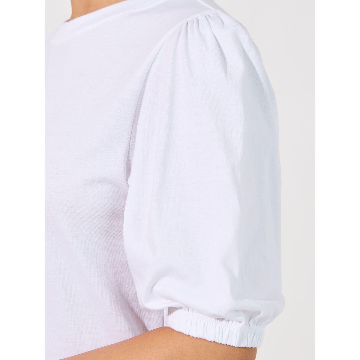 Styli Solid Round Neck Top with Puff Sleeves-women-clothing-shirtsandblouses-blouses-image-4