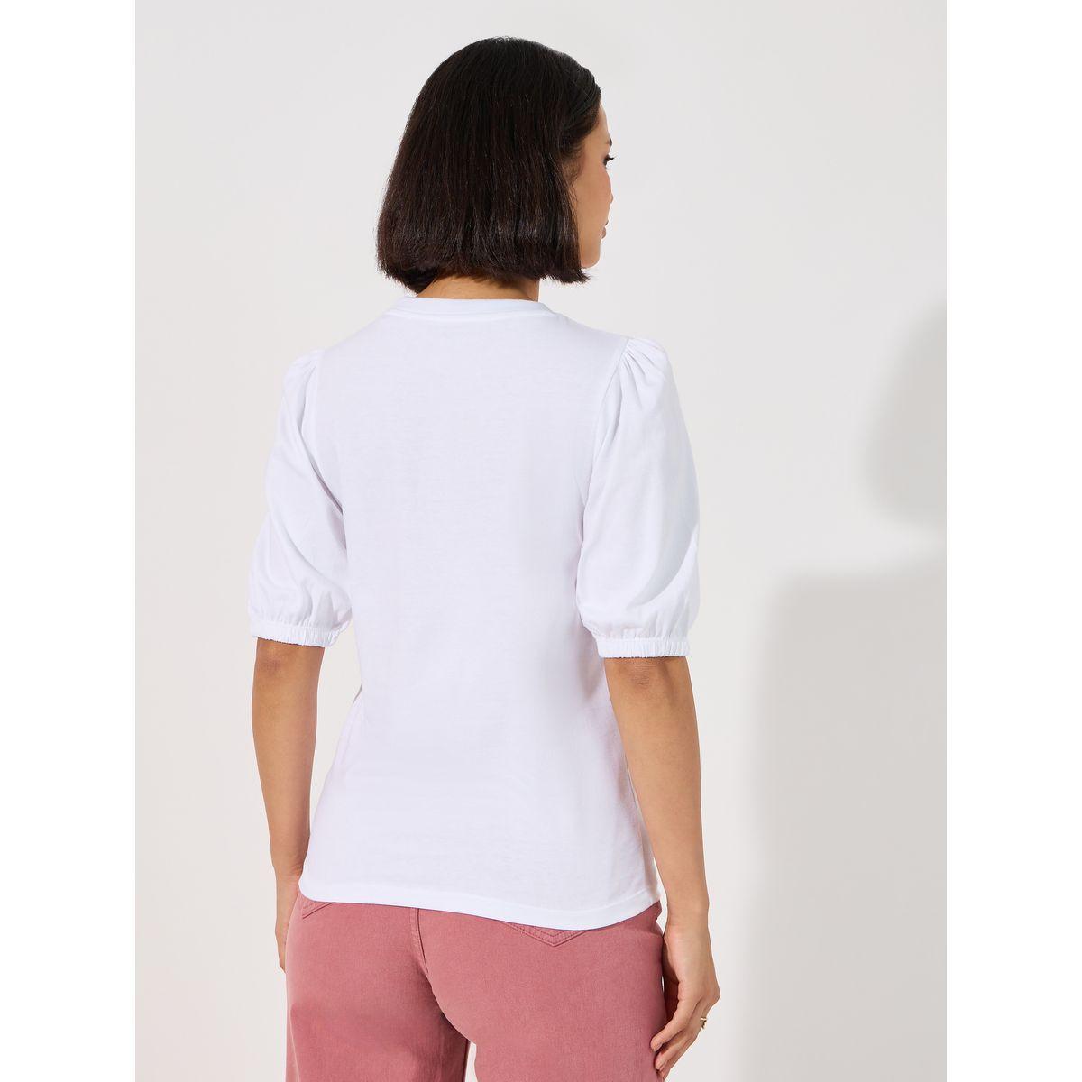 Styli Solid Round Neck Top with Puff Sleeves-women-clothing-shirtsandblouses-blouses-image-5