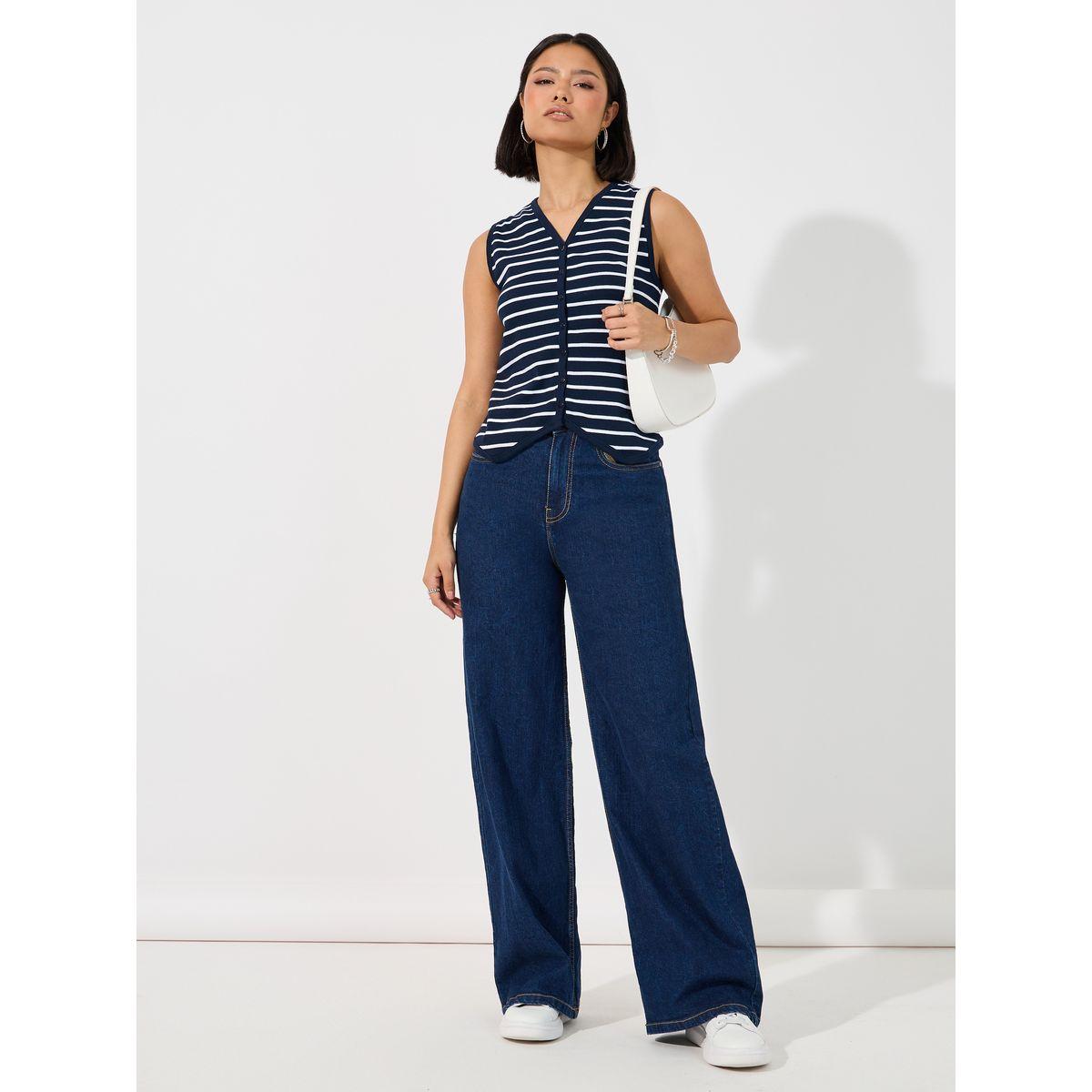 Styli Striped Regular Fit Sleeveless Rib Vest-women-clothing-shirtsandblouses-blouses-image-2