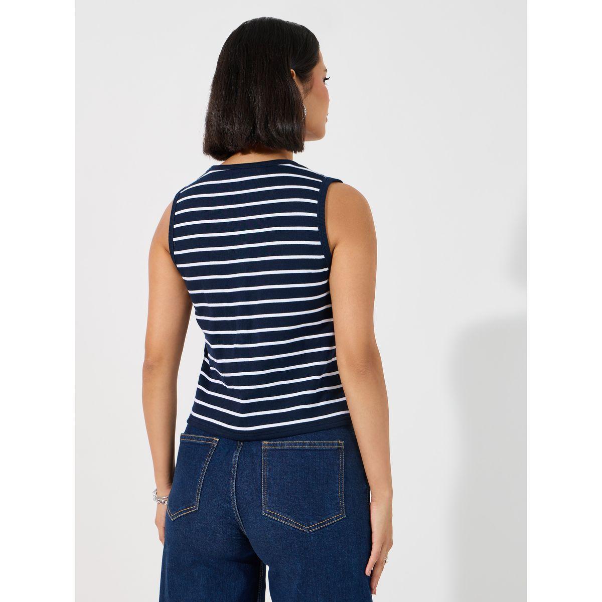 Styli Striped Regular Fit Sleeveless Rib Vest-women-clothing-shirtsandblouses-blouses-image-5