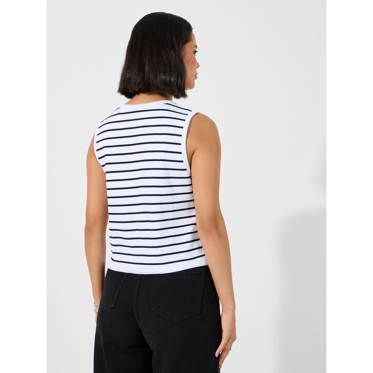 Styli Striped Asymmetric Hem Vest-women-clothing-tshirts-image-4