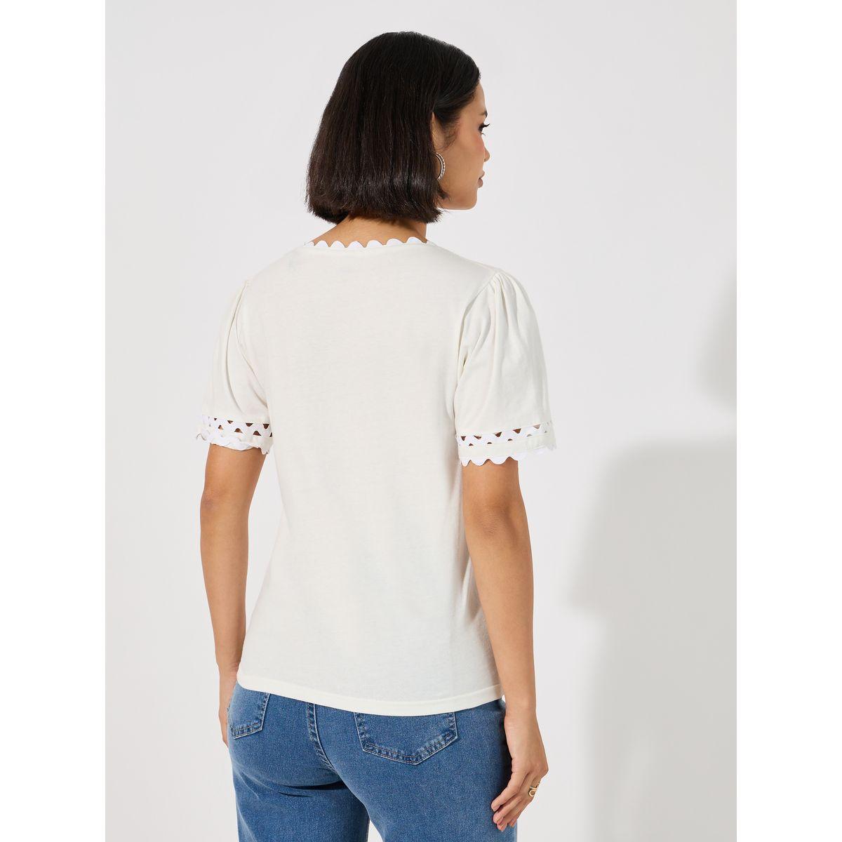 Styli Scallop Lace Insert V Neck Top-women-clothing-shirtsandblouses-blouses-image-5