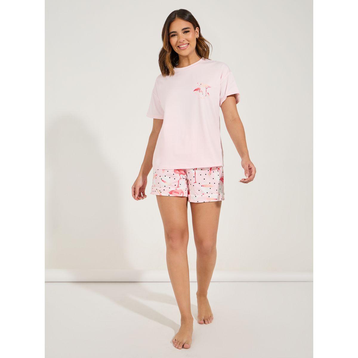 مجموعة من شورت مع تيشيرت باكتاف منخفضة-women-clothing-nightwear-pyjamas-shortsets-image-2