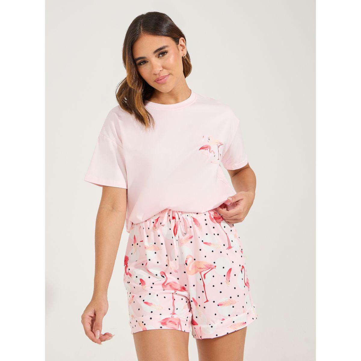 مجموعة من شورت مع تيشيرت باكتاف منخفضة-women-clothing-nightwear-pyjamas-shortsets-image-4