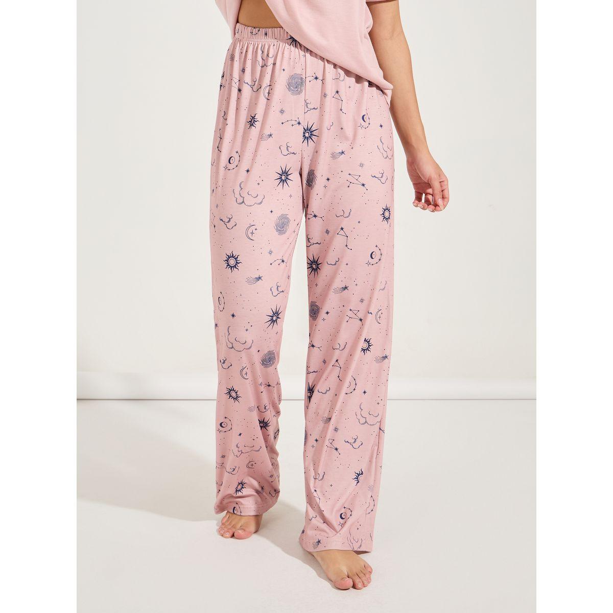 Styli Unwind Astrology Print Dropped Shoulder T-Shirt & Pyjama Set-women-clothing-nightwear-pyjamas-longsets-image-4
