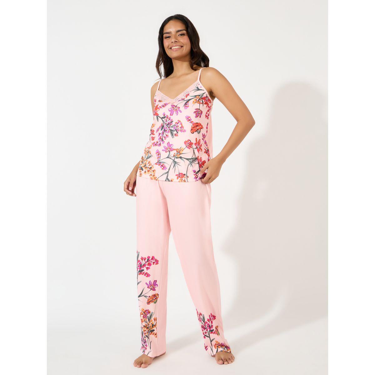 Styli Unwind AOP Floral Cami & Placement Pyjama Set-women-clothing-nightwear-pyjamas-longsets-image-1
