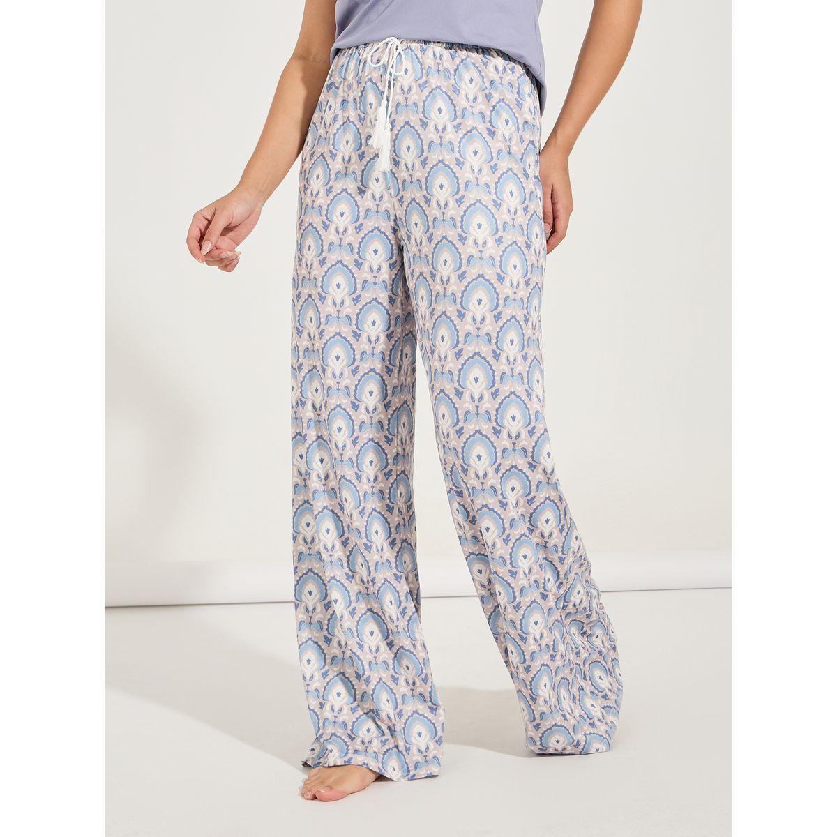 Styli Unwind Turnback Sleeve T-Shirt & Tassle Waist Wide Leg Pyjama Set-women-clothing-nightwear-pyjamas-longsets-image-5