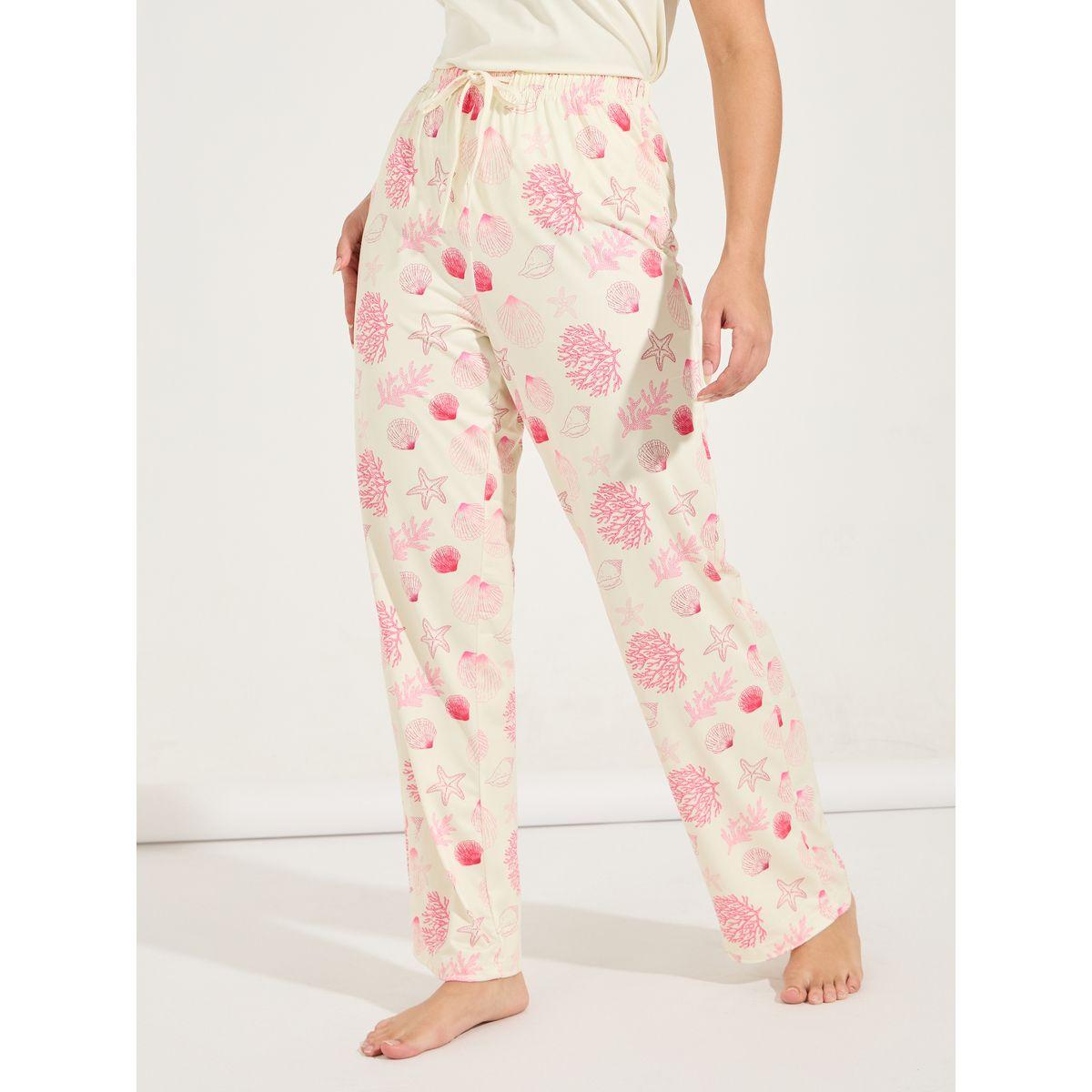 Styli Unwind Ruffle Hem T-Shirt & Shell Print Pyjama Set-women-clothing-nightwear-pyjamas-longsets-image-5