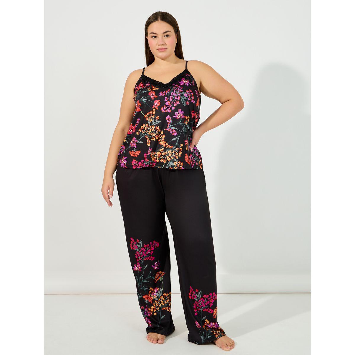 طقم من بنطال بيجاما بمقاس كبير مع بلوزة كامي-women-clothing-nightwear-pyjamas-longsets-image-1