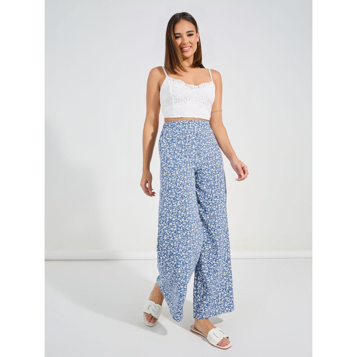 Take Two Lace Insert Cami Top and Ditsy Print Pants Co-Ords-women-clothing-coordsets-image-2