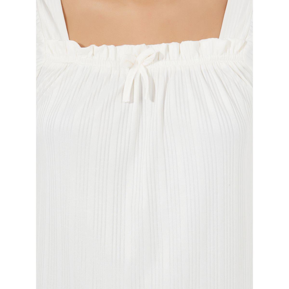 Styli Unwind Rib Lace Trim Bow Detail Knee Length Nightdress-women-clothing-nightwear-nighties-image-3