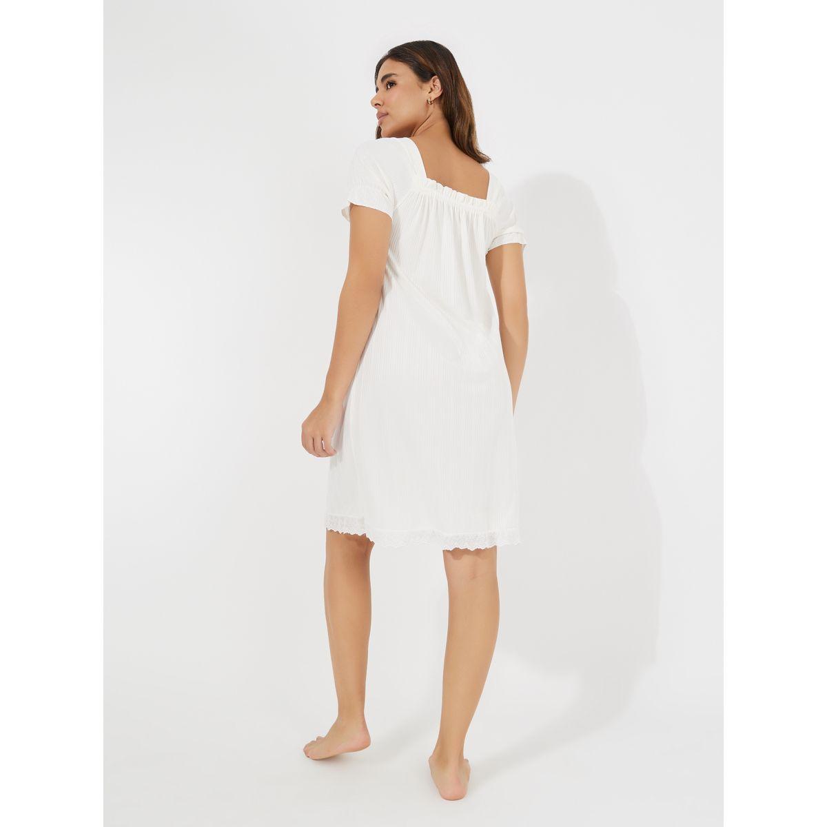 قميص نوم بطول الركبة وتفاصيل دانتيل-women-clothing-nightwear-nighties-image-4